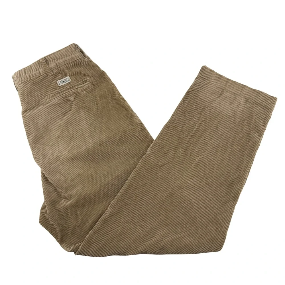 Polo Ralph‎ Lauren Corduroy Pants Mens 36x31 Sahara Gold Pleated Straight Leg